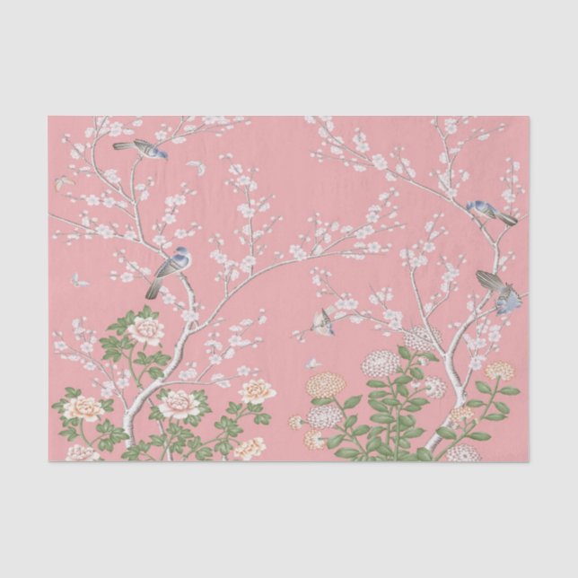 Pink Chinoiserie Dekoupage Seidenpapier (Vorderseite)