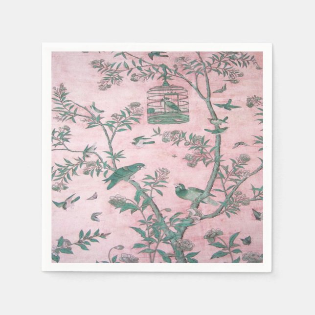 Pink Chinoiserie Dekoupage Serviette (Vorderseite)