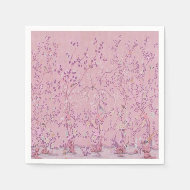 Pink Chinoiserie Dekoupage Serviette (Vorderseite)