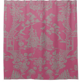 Pink Chinoiserie Duschvorhang