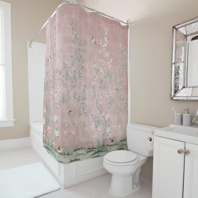 Pink Chinoiserie Duschvorhang (Beispiel)