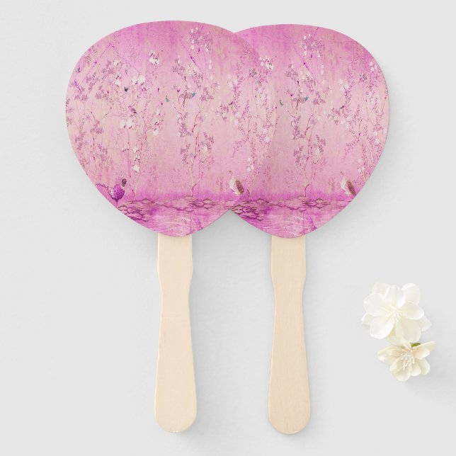 Pink Chinoiserie Fächer (Vorne und Hinten)