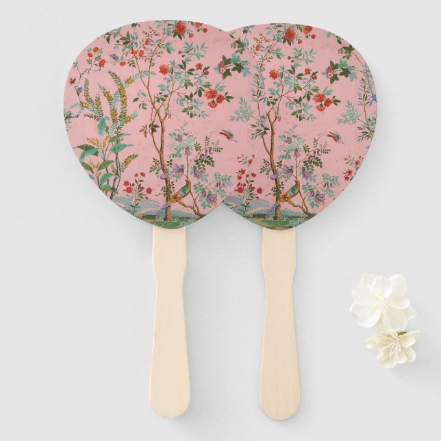 Pink Chinoiserie Fächer (Vorne und Hinten)