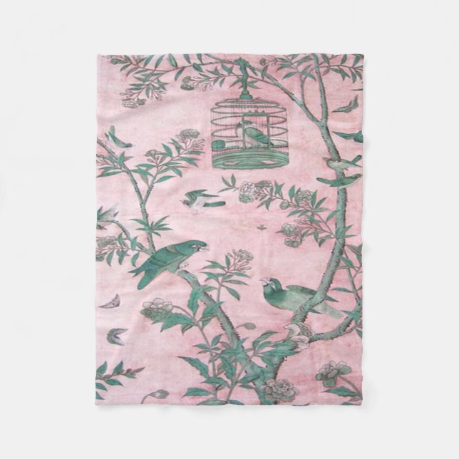 Pink Chinoiserie Fleecedecke (Vorderseite)