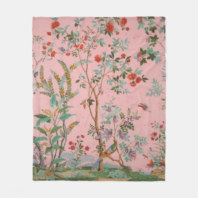 Pink Chinoiserie Fleecedecke (Vorderseite)