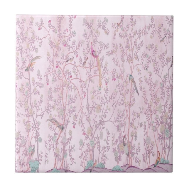 Pink Chinoiserie Fliese (Vorderseite)