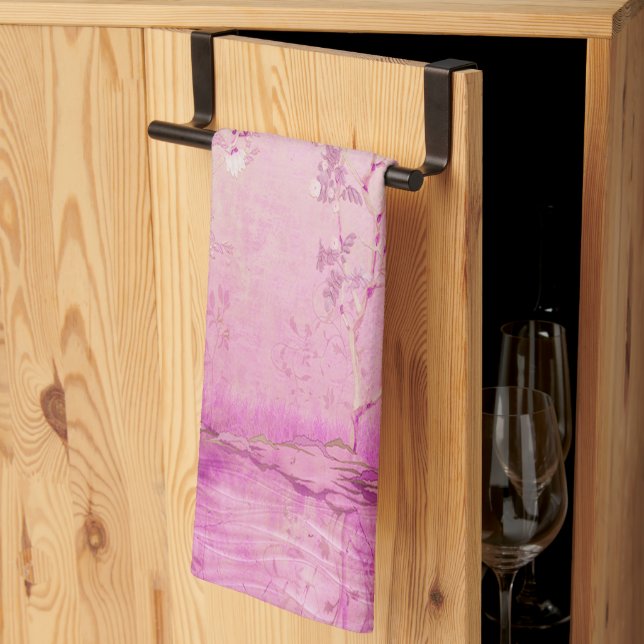 Pink Chinoiserie Geschirrtuch (Drittel gefaltet)