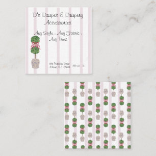 Pink Chinoiserie Ginger Jars Topiary Square B Quadratische Visitenkarte