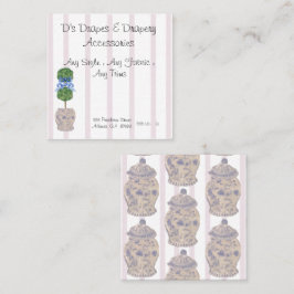 Pink Chinoiserie Ginger Jars Topiary Square B Quadratische Visitenkarte