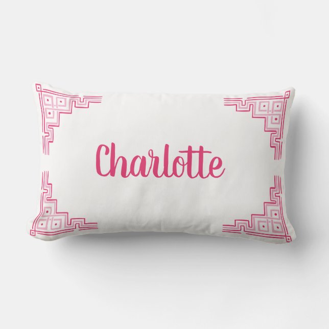 Pink Chinoiserie Name Lendenkissen (Vorderseite)