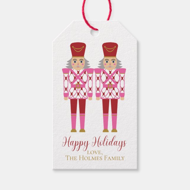 Pink Chinoiserie Nutcracker, Custom Christmas Geschenkanhänger (Vorderseite)