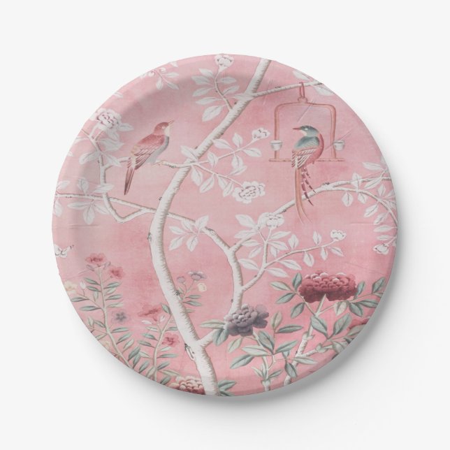 Pink Chinoiserie Pappteller (Vorderseite)