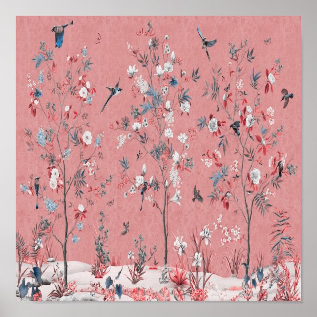 Pink Chinoiserie Poster (Vorne)