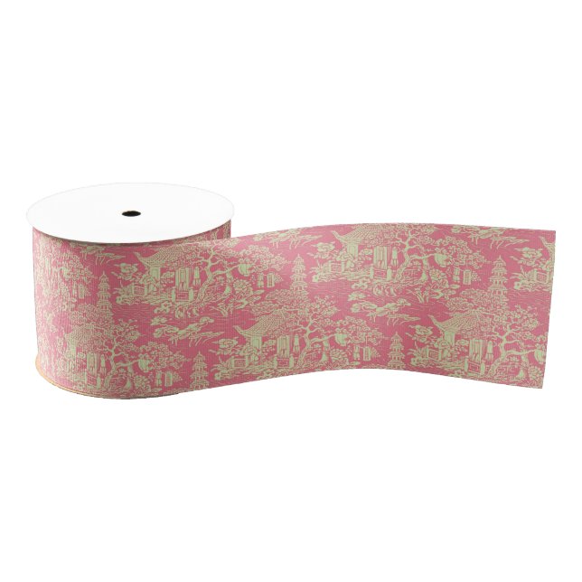 Pink Chinoiserie Ripsband (Spule)