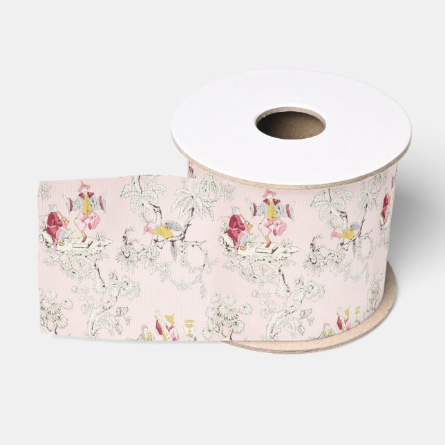 Pink Chinoiserie Ripsband (Spule)