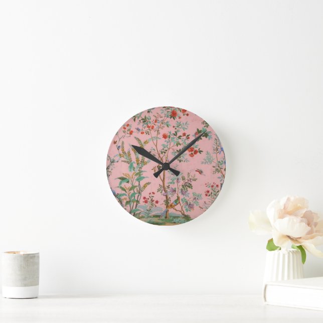 Pink Chinoiserie Runde Wanduhr (Zuhause)