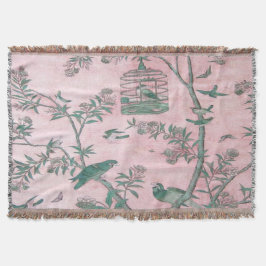 Pink Chinoiserie Throw Blanket Decke