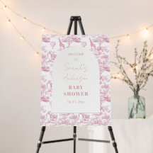 Pink Chinoiserie Toile de Jouy Baby Dusche