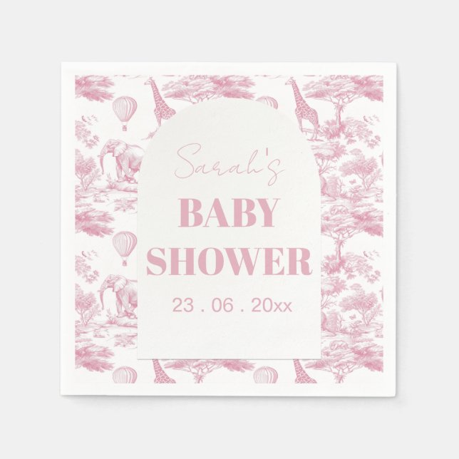 Pink Chinoiserie Toile de Jouy Baby Dusche Serviette (Vorderseite)