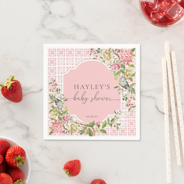 Pink Chinoiserie Trianon Babydusche Papier Napkin Serviette (Beispiel)