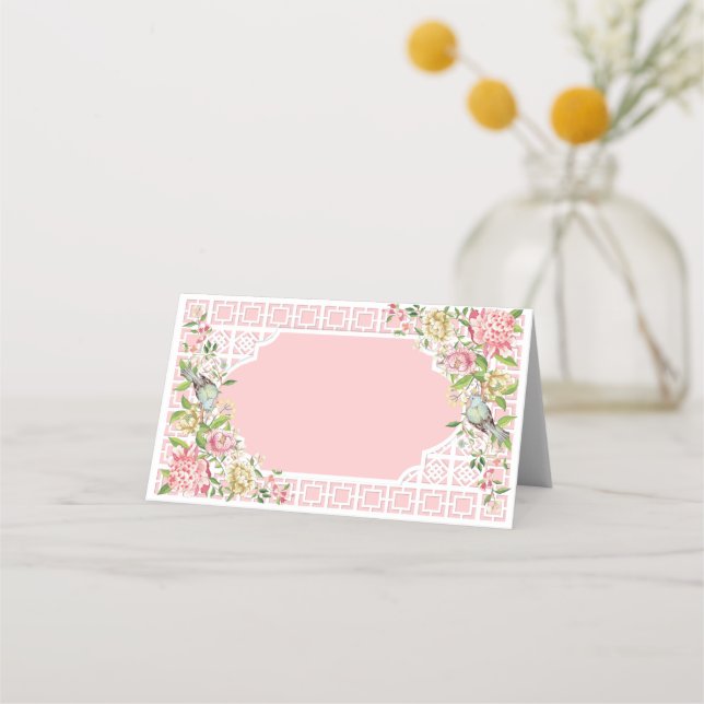 Pink Chinoiserie Trianon Platzkarte (Vorderseite)