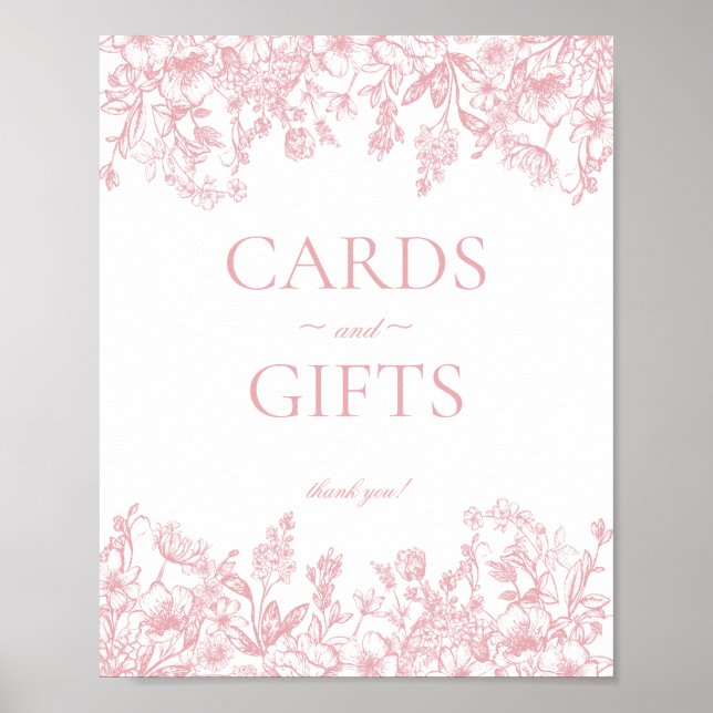 Pink Chinoiserie Vintage Blumenkarten & Geschenke  Poster (Vorne)