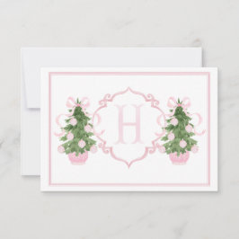 Pink Chinoiserie Weihnachtsbaum Kinderdusche Dankeskarte