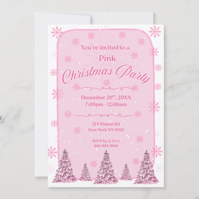 Pink Chirstmas Party Invitation (Devant)