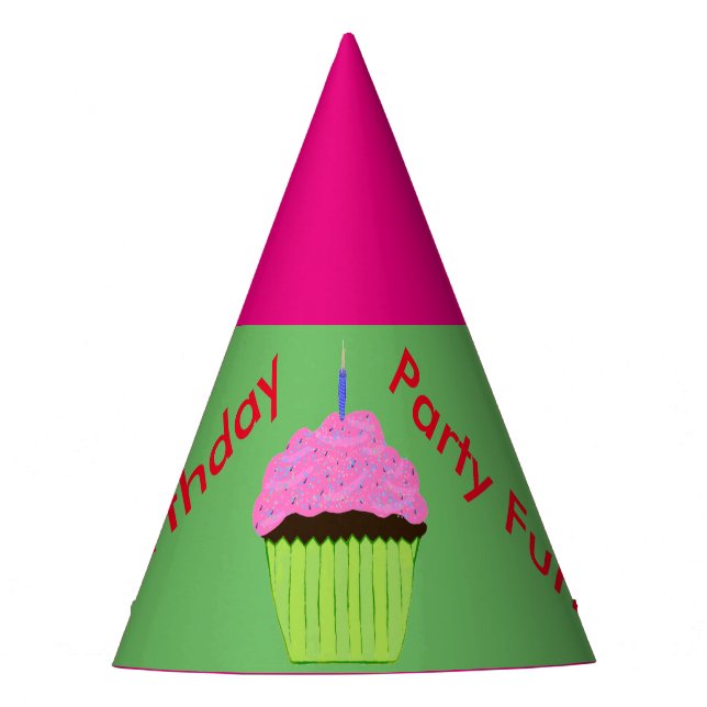 Pink Chocolate Cupcake Balloons Party Hats Partyhütchen (Vorderseite)