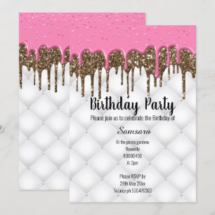 PINK CHOCOLATE TUFTED CAKE JEDEN ANLASS GEBURTSTAG EINLADUNG