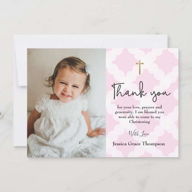 Pink Christening Girl photo merci (Devant)