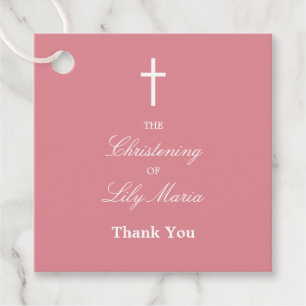 Pink Christening Vielen Dank für Ihre Gefälligkeit Geschenkanhänger