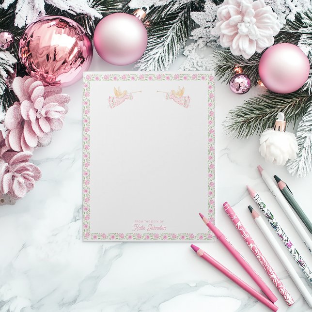 Pink Christmas Angels | Personalized Notizblock (Von Creator hochgeladen)