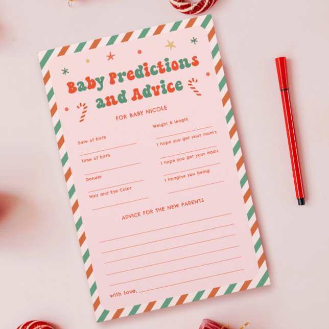 Pink Christmas Baby Shower Baby Predictions Spiel (Von Creator hochgeladen)
