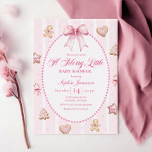 Pink Christmas Baby Shower Invitation