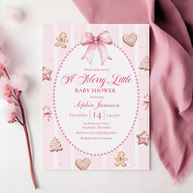 Pink Christmas Baby Shower Invitation Einladung (Von Creator hochgeladen)