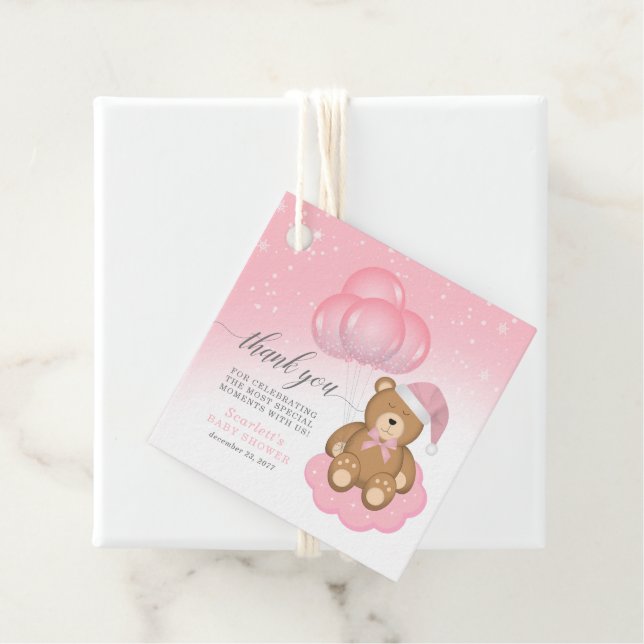 Pink Christmas Baby Sleepry Bär Vielen Dank Geschenkanhänger (Beispiel)