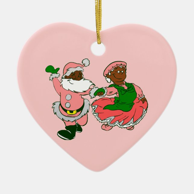 pink christmas black santa claus wife  keramik ornament (Vorne)