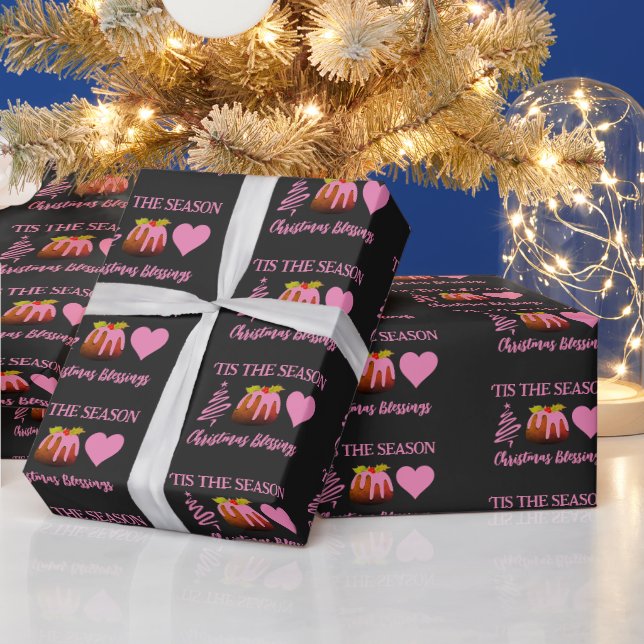 Pink CHRISTMAS BLESSINS Geschenkpapier (Feiertage)