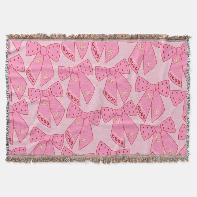 Pink Christmas Bows Decke (Vorderseite)