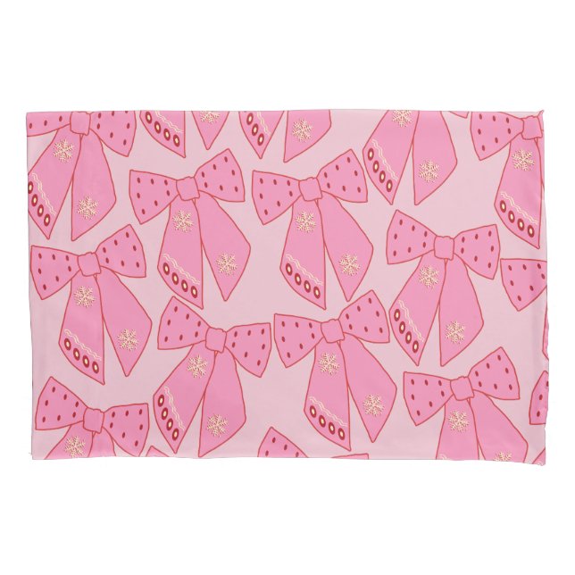 Pink Christmas Bows Kissenbezug (Vorderseite)
