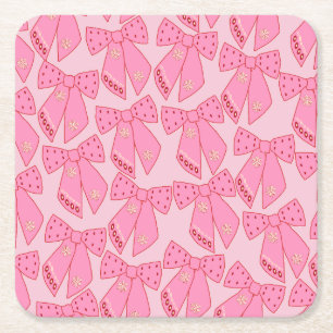 Pink Christmas Bows Rechteckiger Pappuntersetzer