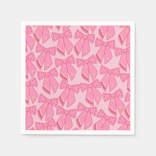 Pink Christmas Bows Serviette (Vorderseite)