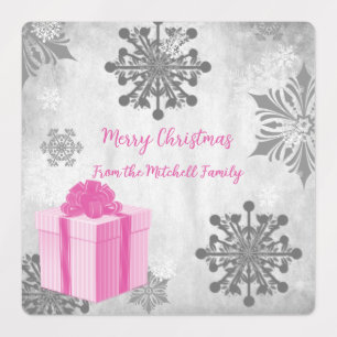 Pink Christmas Cadeau de vacances Étiquettes de cu