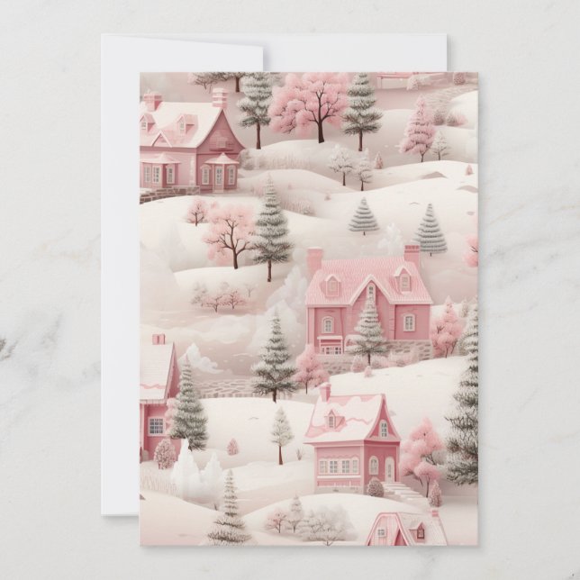 Pink Christmas card Feiertagskarte (Vorderseite)