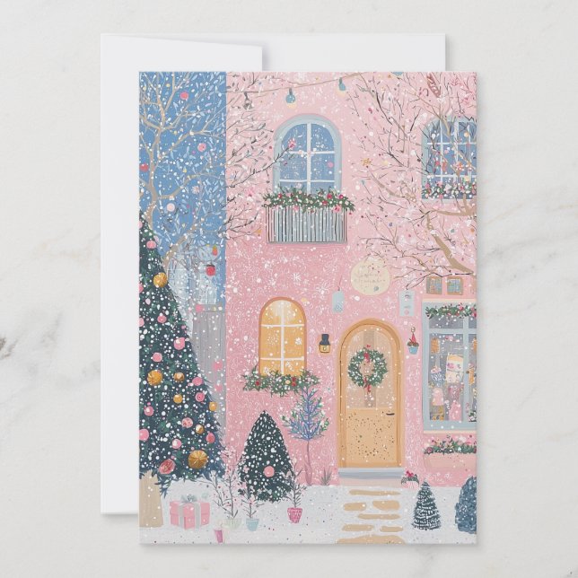 Pink Christmas Card Feiertagskarte (Vorderseite)
