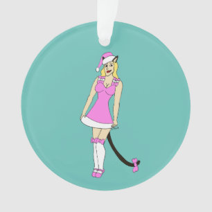 Pink Christmas catgirl