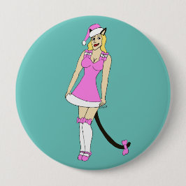 Pink Christmas catgirl Button