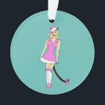 Pink Christmas catgirl Ornament<br><div class="desc">Ein pinkfarbenes Weihnachtsmädchen.</div>