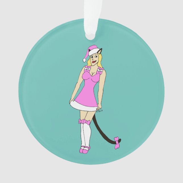 Pink Christmas catgirl Ornament (Vorderseite)